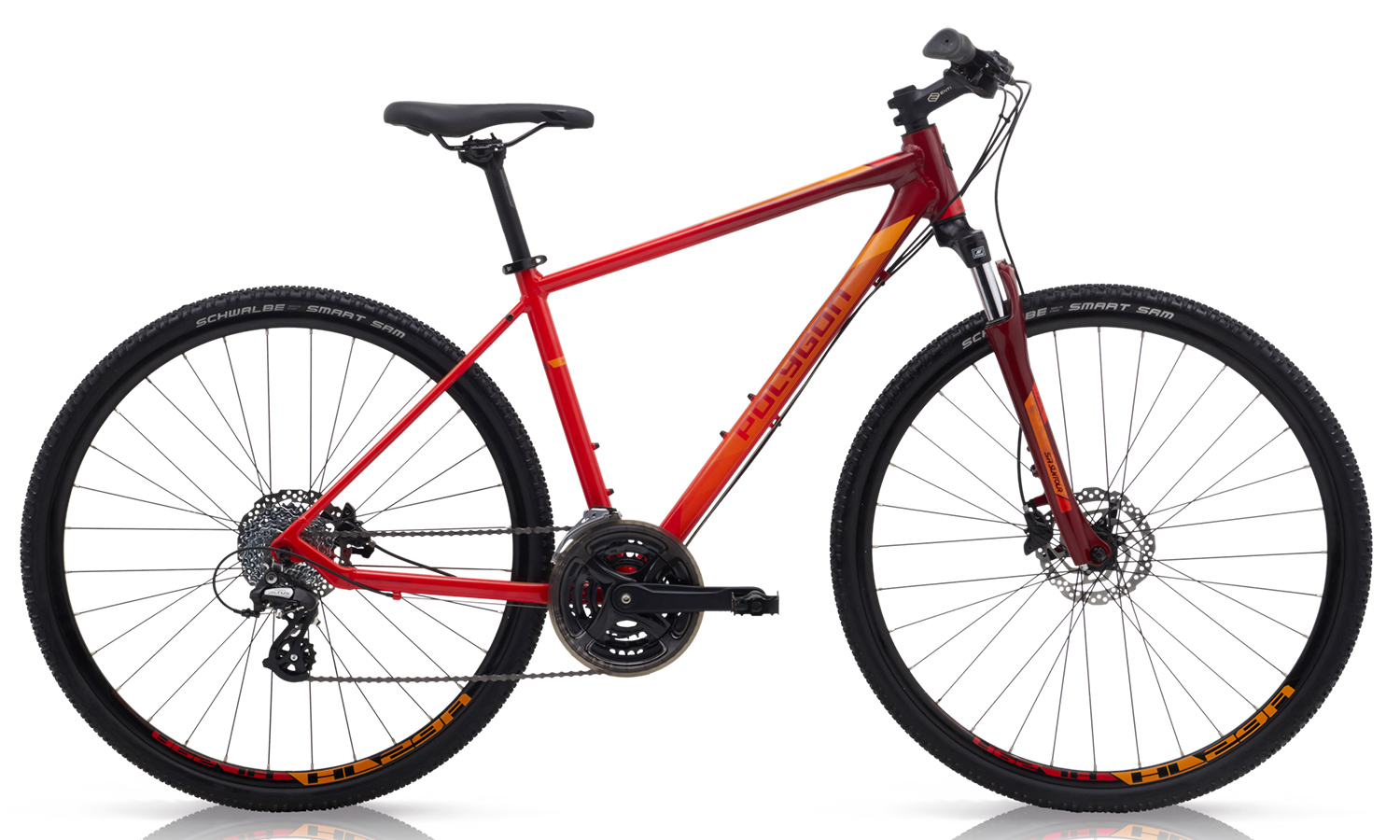 Фотографія Велосипед POLYGON HEIST 2 28" (2020) 2020 Червоно-жовтогарячий
